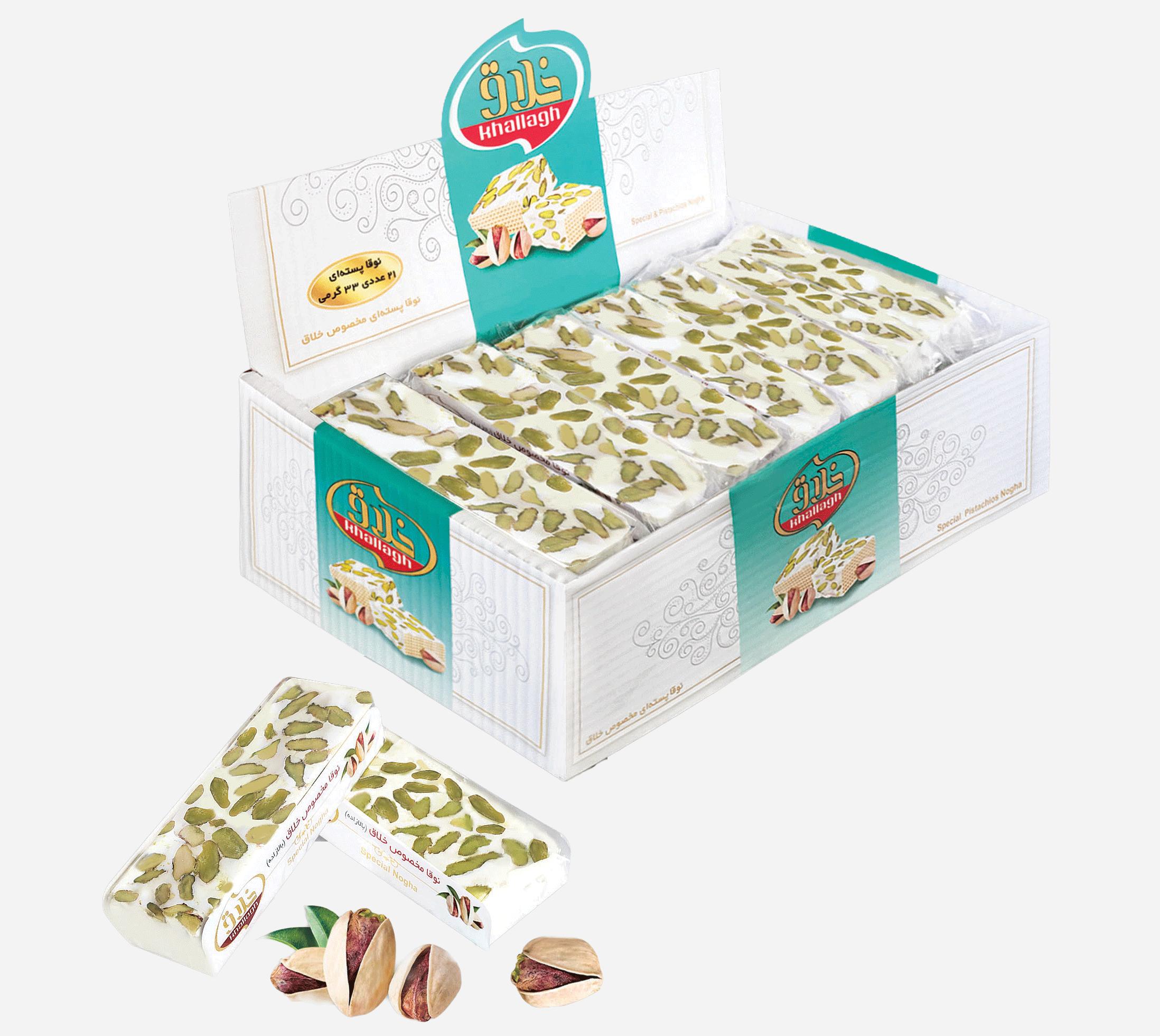 نوقا وانیلی پسته ای 10%-سوپری 21 لقمه